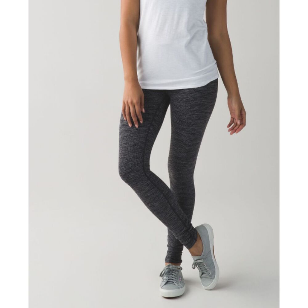 Lululemon Wunder Under Hi Rise Diamond Jacquard Black Slate Yoga Pant Sz 12